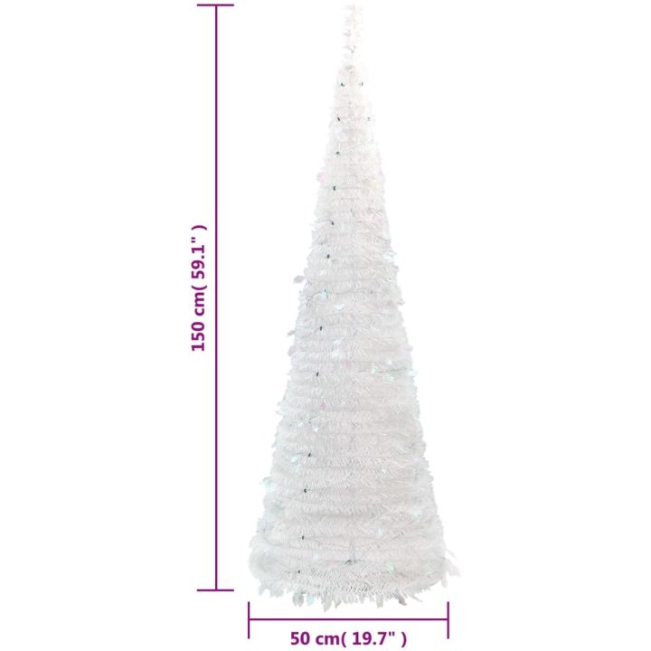 Plastgran pop-up 100 LED vit vidaXL 150 cm – bild 9