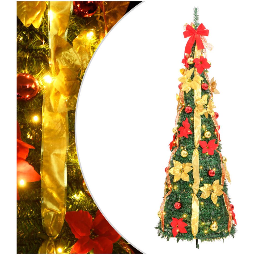 Plastgran pop-up 150 LED grön vidaXL 180cm