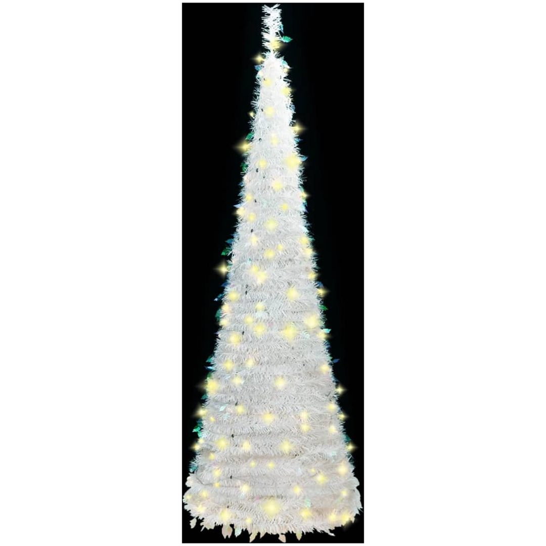 Plastgran pop-up 150 LED vit vidaXL 180 cm – bild 2
