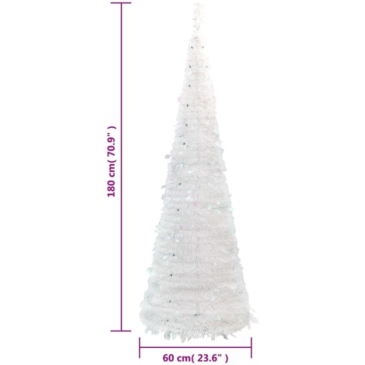 Plastgran pop-up 150 LED vit vidaXL 180 cm – bild 9