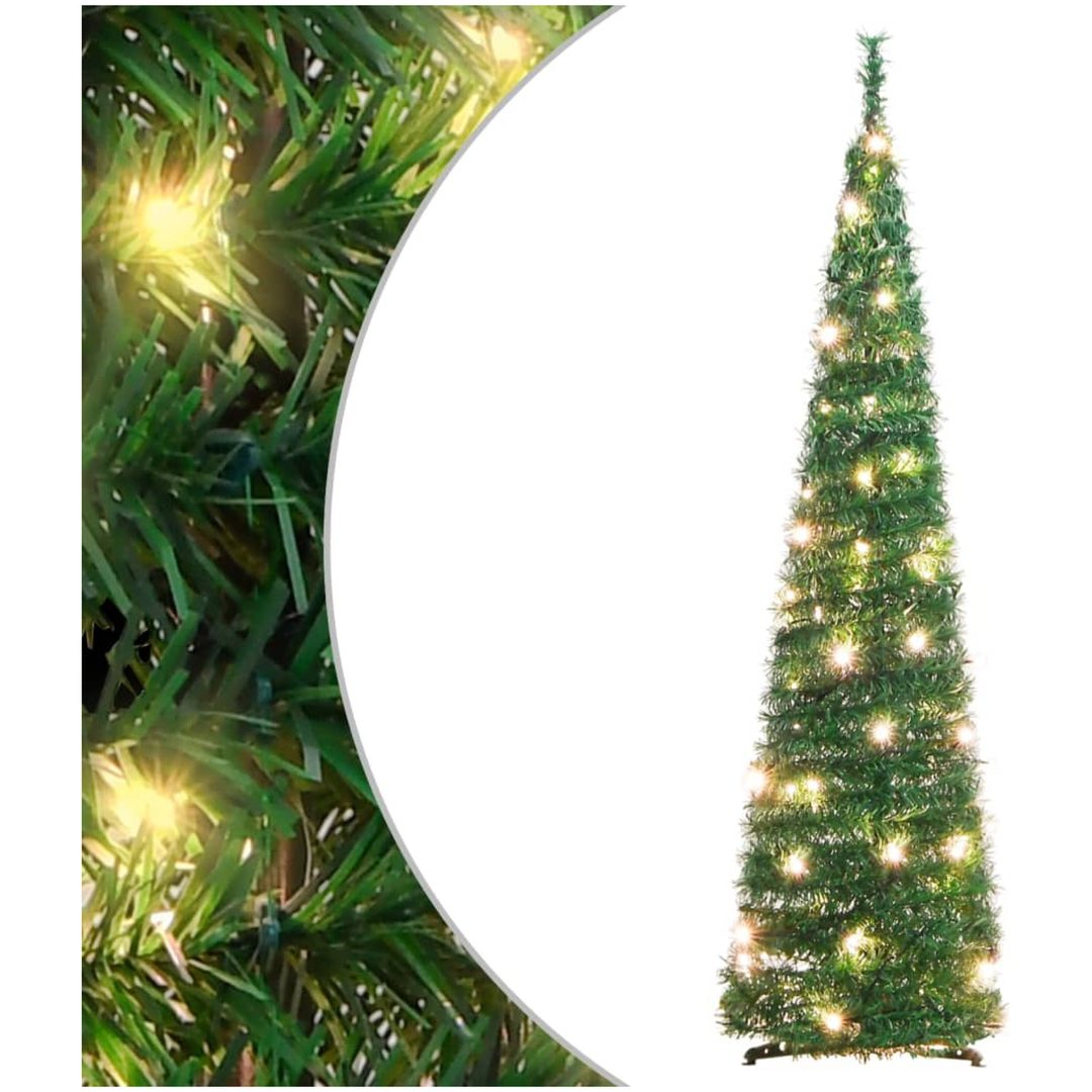 Plastgran pop-up 50 LED grön 120 cm vidaXL 120 x 33 cm