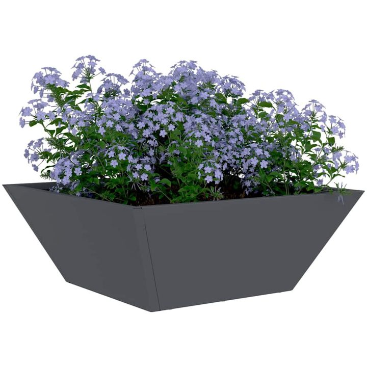 Plastkruka Antracit Plast Dekorativ planterare vidaXL 40 x 40 x 15 cm – bild 3