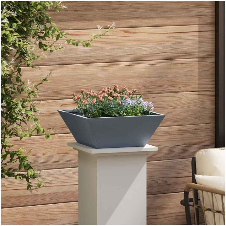 Plastkruka Antracit Plast Dekorativ planterare vidaXL 40 x 40 x 15 cm – bild 4