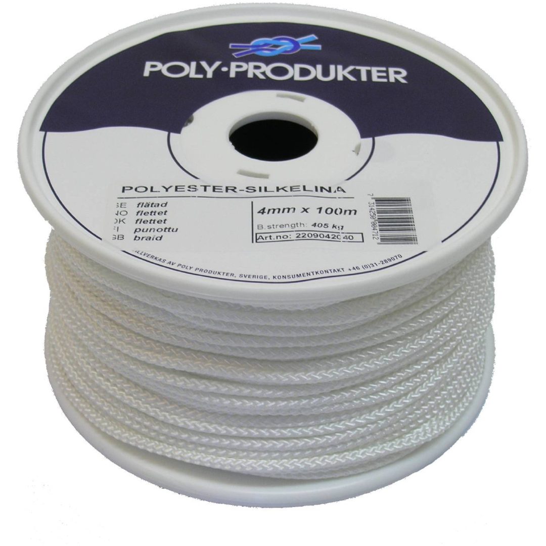 Polyestersilkelina Flätad POLY LINA POLYESTER 4,0MMX100M VIT