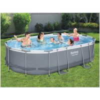 Pool Power Steel med tillbehör oval 488x305x107 cm Bestway