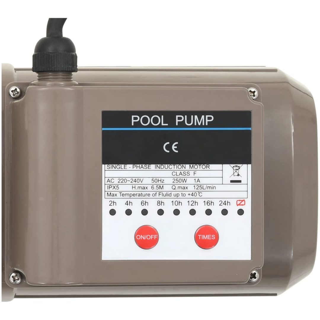 Poolpump med timer svart 0,25 HK 8000 L/tim vidaXL – bild 9