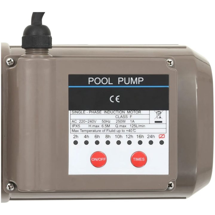 Poolpump med timer svart 0,25 HK 8000 L/tim vidaXL – bild 9