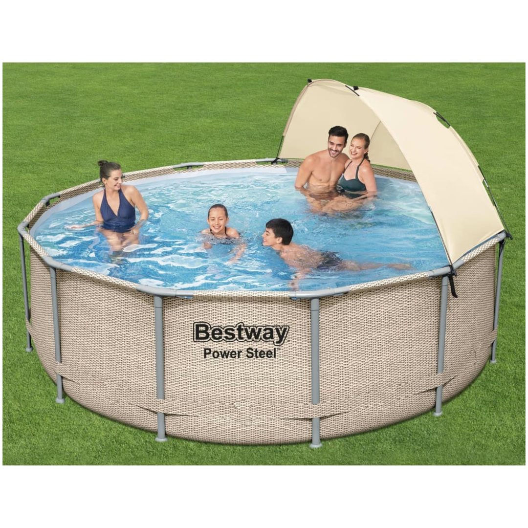 Poolset Power Steel med tak 396x107 cm Bestway