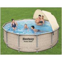 Poolset Power Steel med tak 396x107 cm Bestway