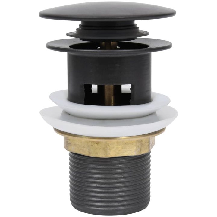 Pop-up bottenventil med överflödesfunktion grå 6,4x6,4x9,1 cm vidaXL – bild 2