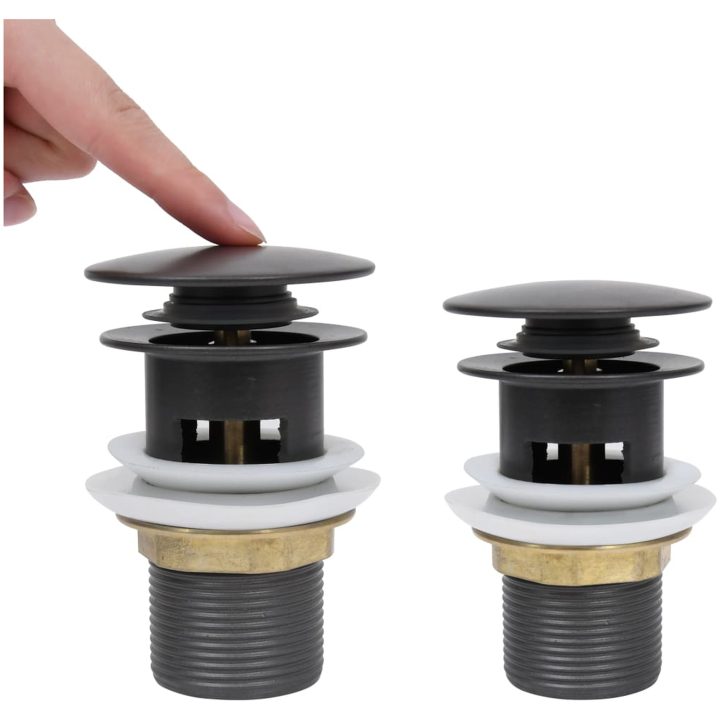 Pop-up bottenventil med överflödesfunktion grå 6,4x6,4x9,1 cm vidaXL – bild 5