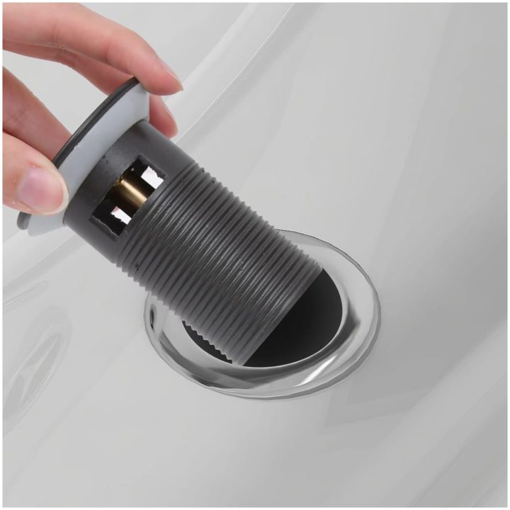 Pop-up bottenventil med överflödesfunktion grå 6,4x6,4x9,1 cm vidaXL – bild 7