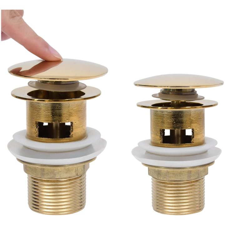 Pop-up bottenventil med överflödesfunktion guld 6,4x6,4x9,1 cm vidaXL – bild 2