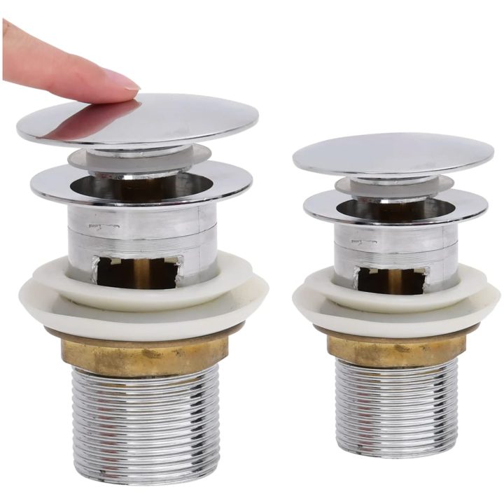 Pop-up bottenventil med överflödesfunktion krom 6,4x6,4x9,1 cm vidaXL – bild 2
