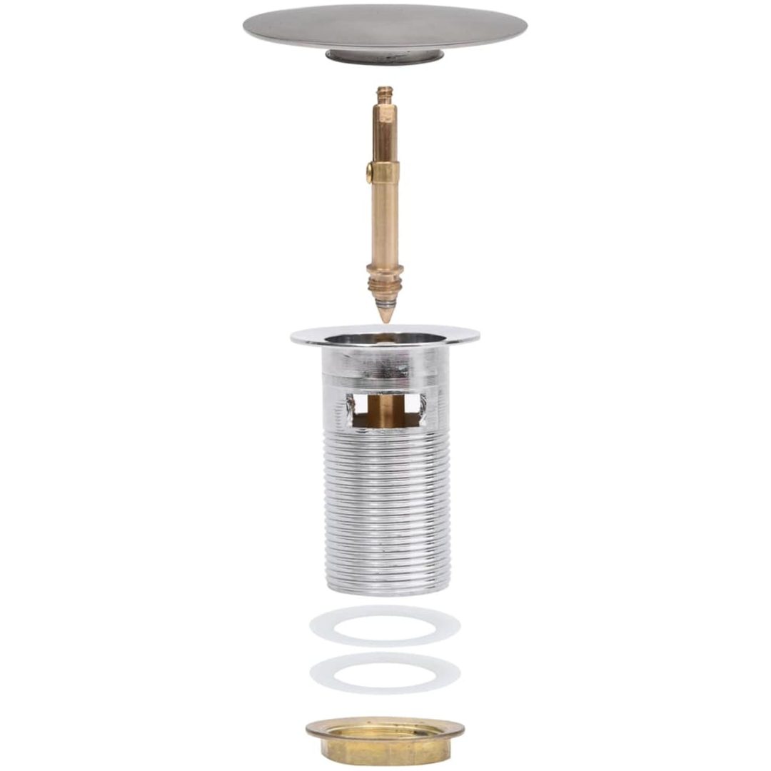 Pop-up bottenventil med överflödesfunktion krom 6,4x6,4x9,1 cm vidaXL – bild 7