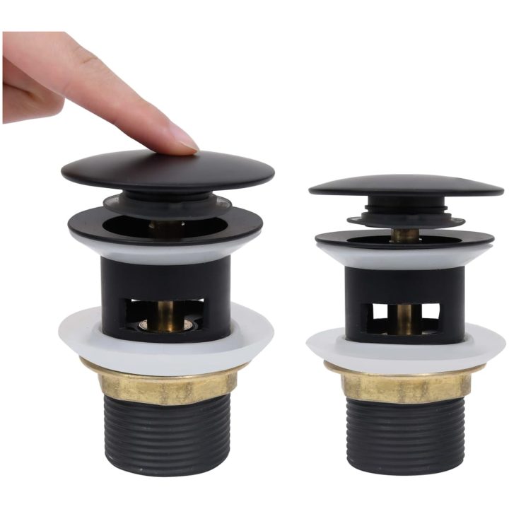 Pop-up bottenventil med överflödesfunktion svart 6,4x6,4x9,1 cm vidaXL – bild 2