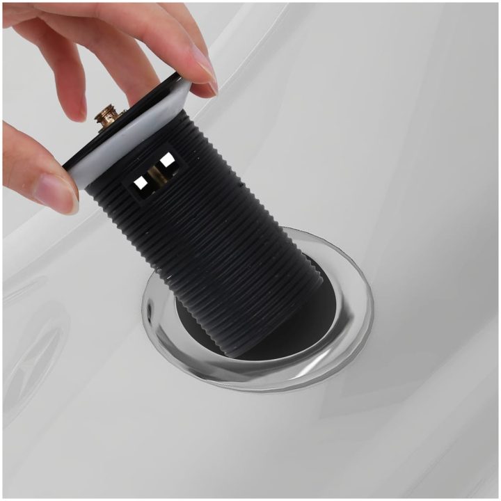 Pop-up bottenventil med överflödesfunktion svart 6,4x6,4x9,1 cm vidaXL – bild 6