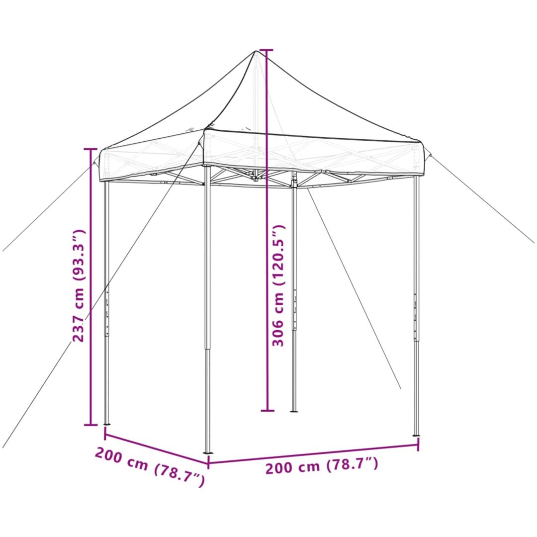 Pop-Up hopfällbart partytält 200x200x306 cm beige vidaXL – bild 9