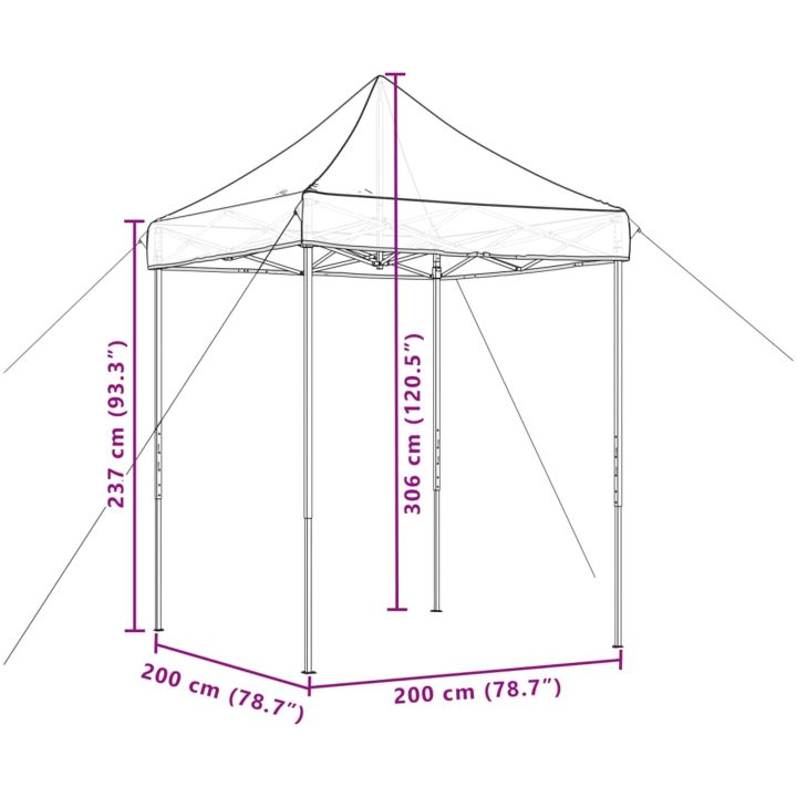 Pop-Up hopfällbart partytält 200x200x306 cm taupe vidaXL – bild 9