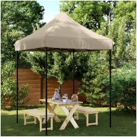 Pop-Up hopfällbart partytält 200x200x306 cm taupe vidaXL
