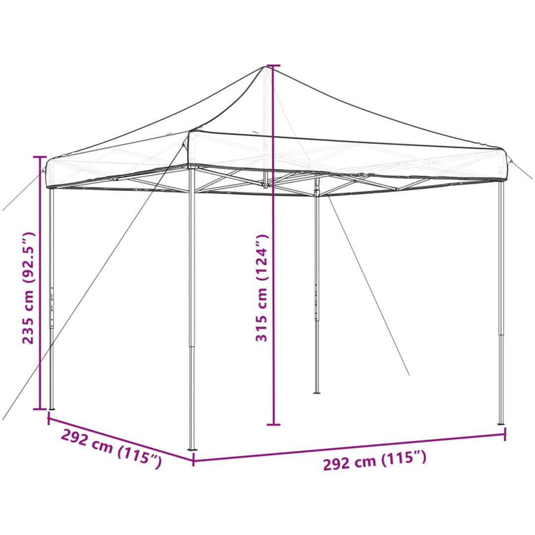 Pop-Up hopfällbart partytält 292x292x315 cm beige vidaXL – bild 9