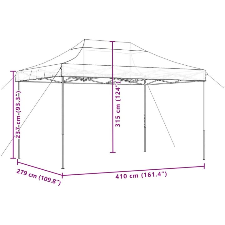 Pop-Up hopfällbart partytält 410x279x315 cm orange vidaXL – bild 9