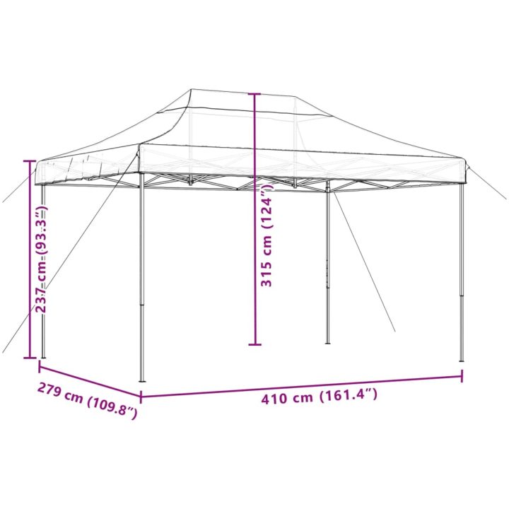 Pop-Up hopfällbart partytält 410x279x315 cm svart vidaXL – bild 9