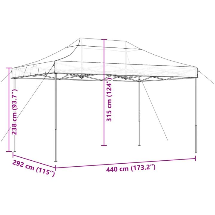 Pop-Up hopfällbart partytält 440x292x315 cm grön vidaXL – bild 9