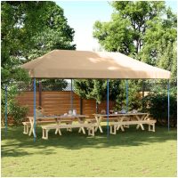Pop-Up hopfällbart partytält 580x292x315 cm beige vidaXL