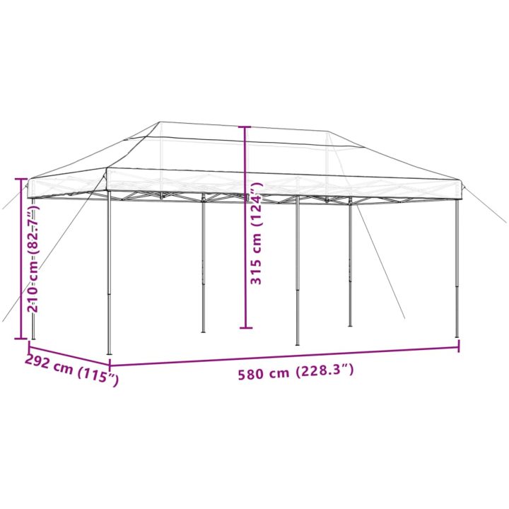 Pop-Up hopfällbart partytält 580x292x315 cm brun vidaXL – bild 9