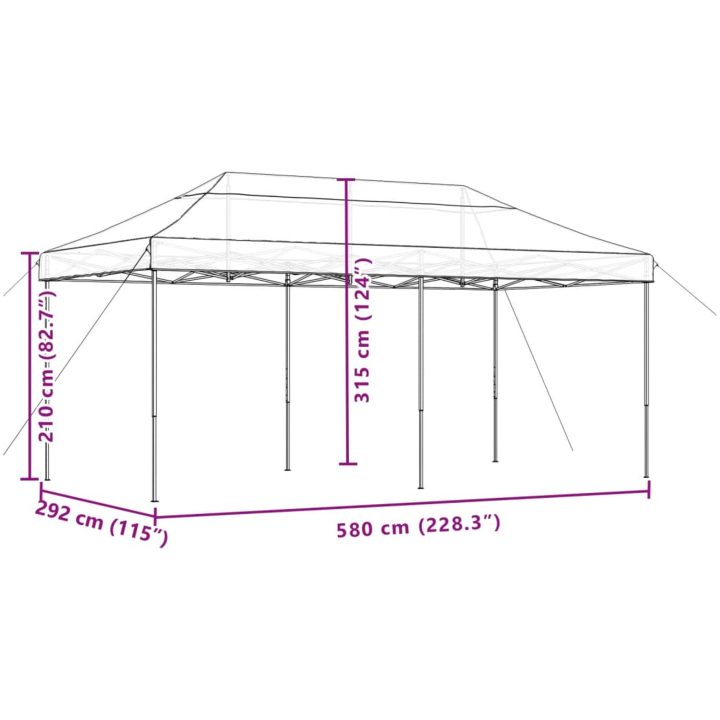 Pop-Up hopfällbart partytält 580x292x315 cm svart vidaXL – bild 9