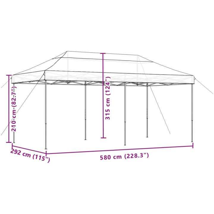 Pop-Up hopfällbart partytält 580x292x315 cm vinröd vidaXL – bild 9