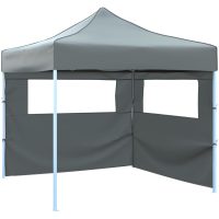 Pop-Up hopfällbart partytält med 2 sidoväggar 3x3 m antracit vidaXL