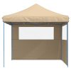 Pop-Up hopfällbart partytält med 2 sidoväggar beige vidaXL – miniatyr 3