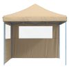 Pop-Up hopfällbart partytält med 2 sidoväggar beige vidaXL – miniatyr 4