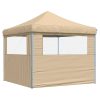 Pop-Up hopfällbart partytält med 2 sidoväggar beige vidaXL – miniatyr 5