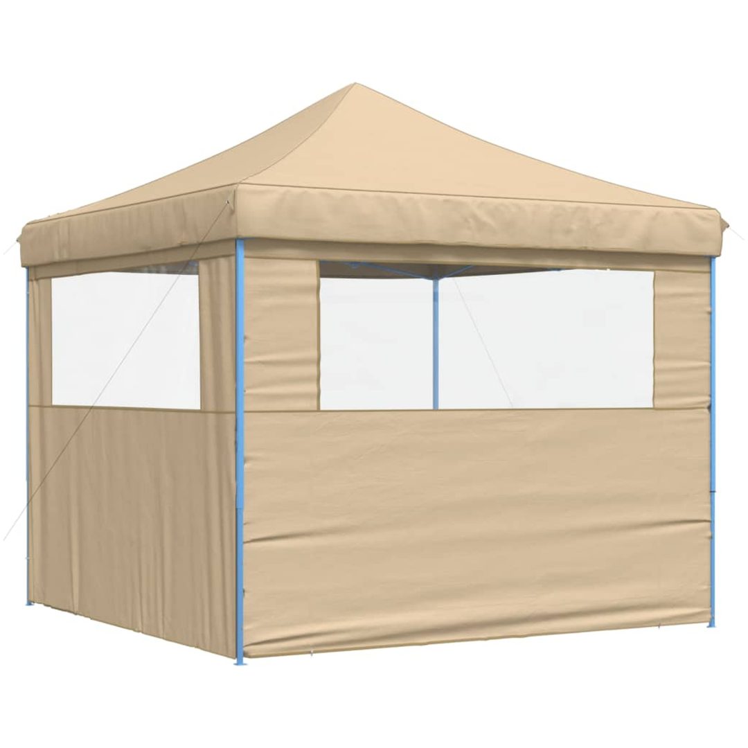 Pop-Up hopfällbart partytält med 2 sidoväggar beige vidaXL – bild 5