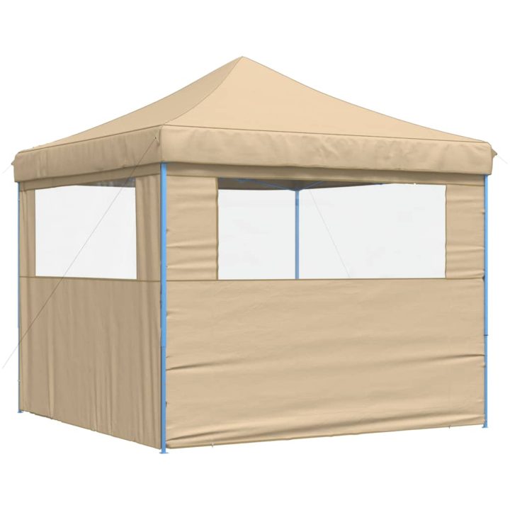 Pop-Up hopfällbart partytält med 2 sidoväggar beige vidaXL – bild 5