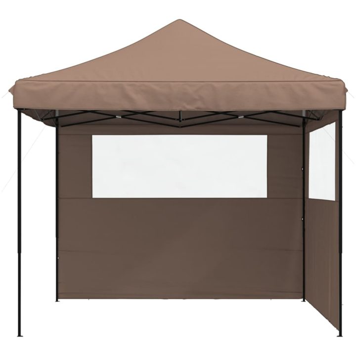 Pop-Up hopfällbart partytält med 2 sidoväggar brun vidaXL – bild 3