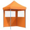 Pop-Up hopfällbart partytält med 2 sidoväggar ORANGE vidaXL – miniatyr 2