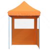 Pop-Up hopfällbart partytält med 2 sidoväggar ORANGE vidaXL – miniatyr 3
