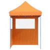Pop-Up hopfällbart partytält med 2 sidoväggar ORANGE vidaXL – miniatyr 4