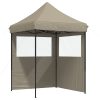 Pop-Up hopfällbart partytält med 2 sidoväggar taupe vidaXL – miniatyr 2