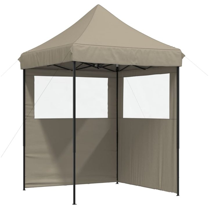 Pop-Up hopfällbart partytält med 2 sidoväggar taupe vidaXL – bild 2