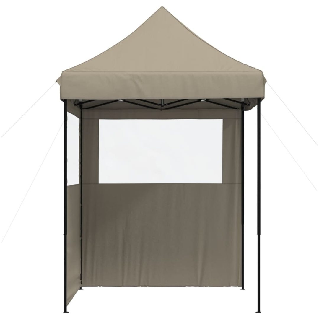 Pop-Up hopfällbart partytält med 2 sidoväggar taupe vidaXL – bild 4