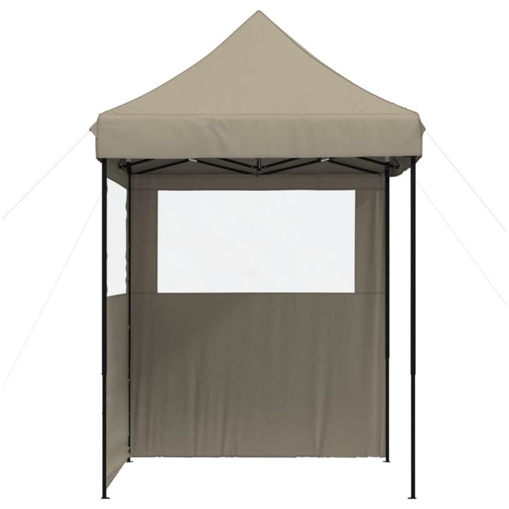 Pop-Up hopfällbart partytält med 2 sidoväggar taupe vidaXL – bild 4