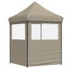 Pop-Up hopfällbart partytält med 2 sidoväggar taupe vidaXL – miniatyr 5