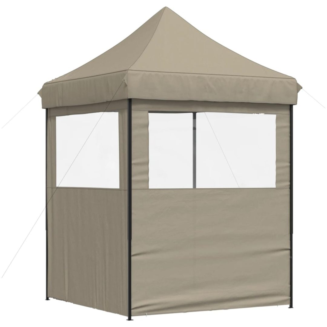 Pop-Up hopfällbart partytält med 2 sidoväggar taupe vidaXL – bild 5