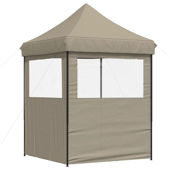 Pop-Up hopfällbart partytält med 2 sidoväggar taupe vidaXL – bild 5