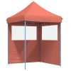 Pop-Up hopfällbart partytält med 2 sidoväggar terrakotta vidaXL – miniatyr 2
